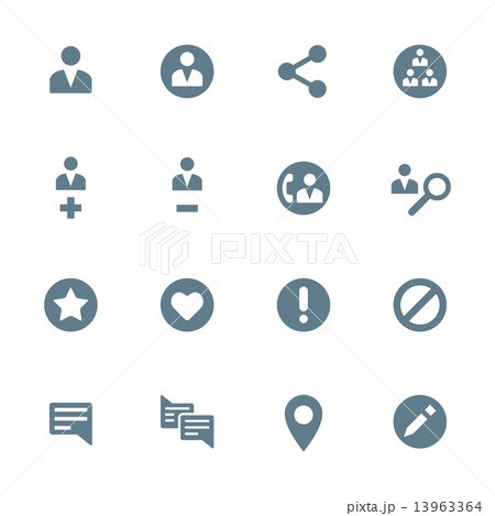 solid grey various social network actions icons set. 13963364