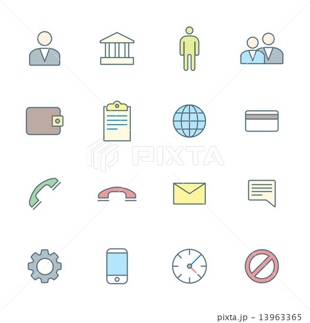 colored outline various social network icons set. 13963365