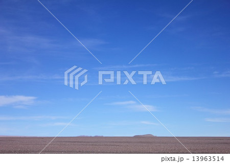 照りつける太陽と風の音だけが存在する南米チリ共和国北部カラマ周辺の乾燥した高地砂漠地帯 照りつける太陽と風の音だけが存在する南米チリ共和国北部カラマ周辺の乾燥した高地砂漠地帯 13963514