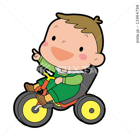 三輪車に乗った男の子のイラスト素材
