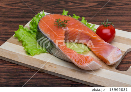 Raw salmon steak Raw salmon steak 13966881