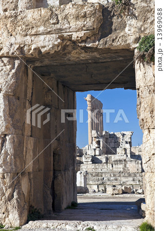 Baalbek ruins - columns seen in the ancient window Baalbek ruins - columns seen in the ancient window 13969088