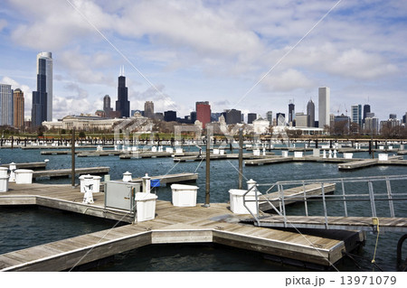 Chicago seen from empty marina Chicago seen from empty marina 13971079