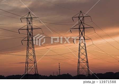 Power lines and Cell Tower 13971588