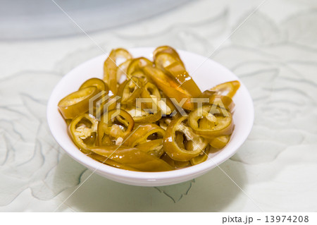 Green Chili, a condiment that goes along with Chinese dish especially noodles 13974208