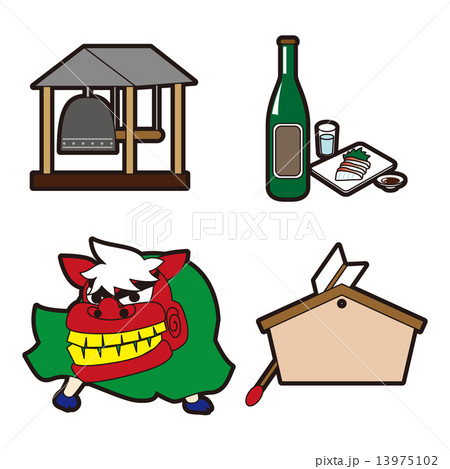 季節・行事のイラスト｜鐘・日本酒・獅子舞・絵馬 13975102