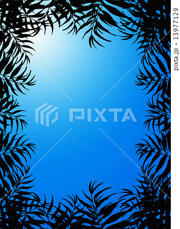 椰子の葉 椰子 青空 太陽 日光 陽射し ヤシ 緑の葉 青 熱帯 トロピカル 暑い ハワイ 沖 のイラスト素材