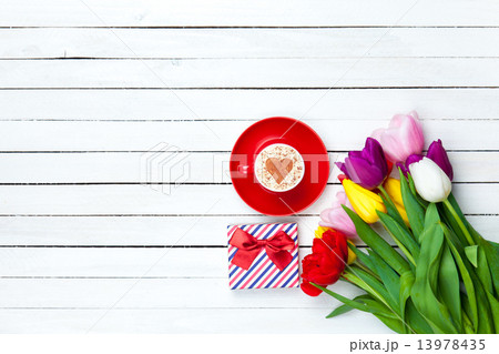 Cappuccino and gift box Cappuccino and gift box 13978435