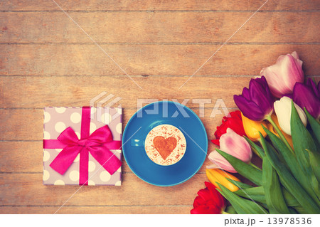 Cappuccino and gift box Cappuccino and gift box 13978536