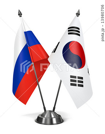 Russia and South Korea - Miniature Flags. Russia and South Korea - Miniature Flags. 13980706