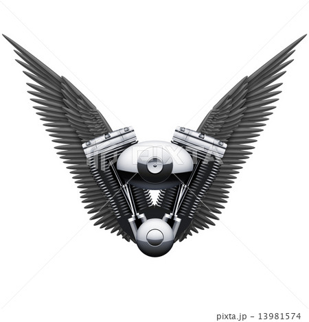 Symbol of motorcycle engine with Black open wings 13981574