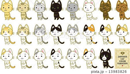 日本猫 毛色 種類のイラスト素材 1396