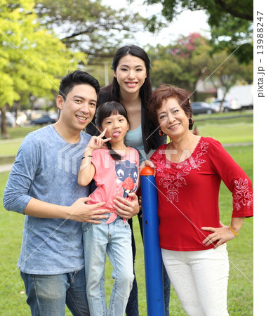 Three generation family at park  13988247