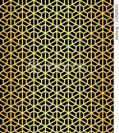 組子文様 毘沙門亀甲 Gold&Black 13988920