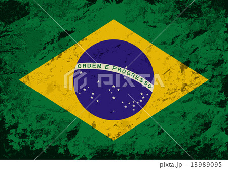 Brazilian flag. Grunge background. Vector illustration 13989095