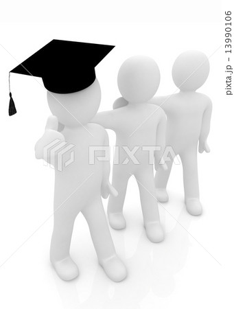 3d man in a graduation Cap with thumb up and 3d mans stand arms 3d man in a graduation Cap with thumb up and 3d mans stand arms 13990106