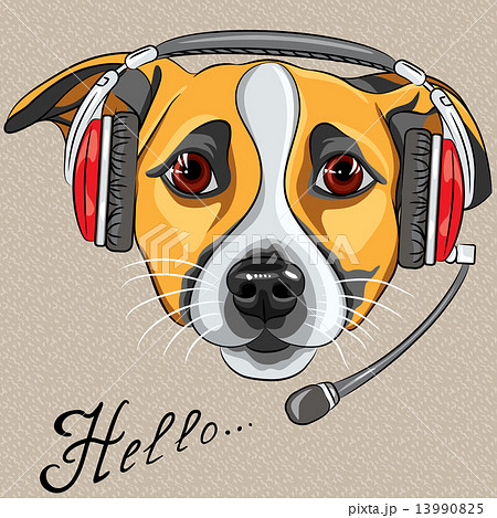 vector dog Jack Russell Terrier, call center operator with phone vector dog Jack Russell Terrier, call center operator with phone 13990825
