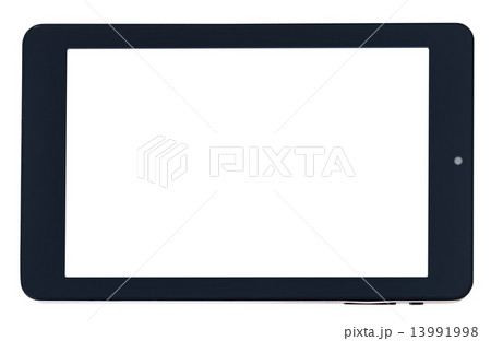 front view of black tablet pc with cut out screen 13991998