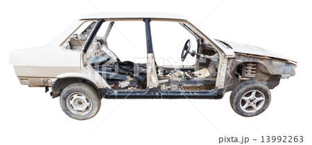 body of disassembled car isolated on white 13992263
