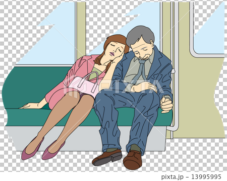 睡覺在火車，男性辦公室工作者的婦女 13995995