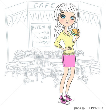 Vector beautiful fashion girl with popcorn 13997004