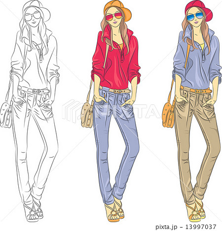 Vector beautiful fashion girls top models with glasses 13997037