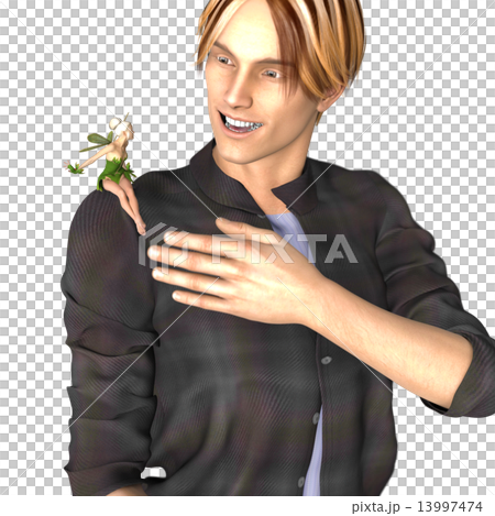 Tiny fairy and handsome men 3DCG illustration material 13997474