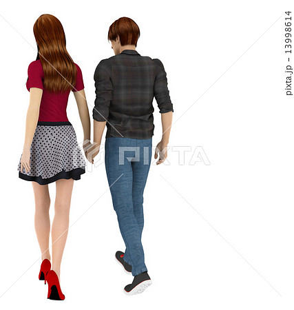 手をつないで歩くカップル 3dcg イラスト素材のイラスト素材 13998614