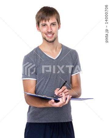 Man write on clipboard 14000706