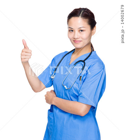 Woman doctor with thumb up 14002679