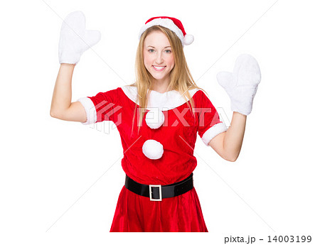 Excite woman rasie hand up Excite woman rasie hand up 14003199