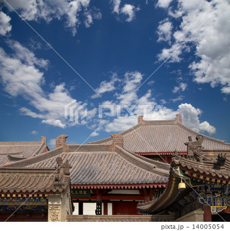 Roof decorations on the territory Giant Wild Goose Pagoda,Xian (Sian, Xi'an),Shaanxi province, China 14005054