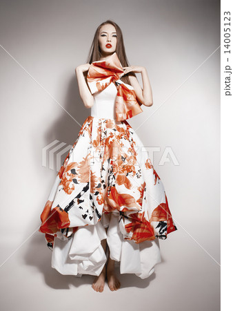 young beautiful asian brunette in gorgeous dress. doll young beautiful asian brunette in gorgeous dress. doll 14005123