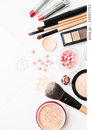 Brush and cosmetic on a white background 14005752