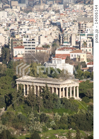 Temple of Hephaistos in park beside suburbs 14006144
