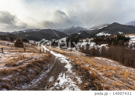 Winter snow covered mountain peaks in Europe Winter snow covered mountain peaks in Europe 14007431