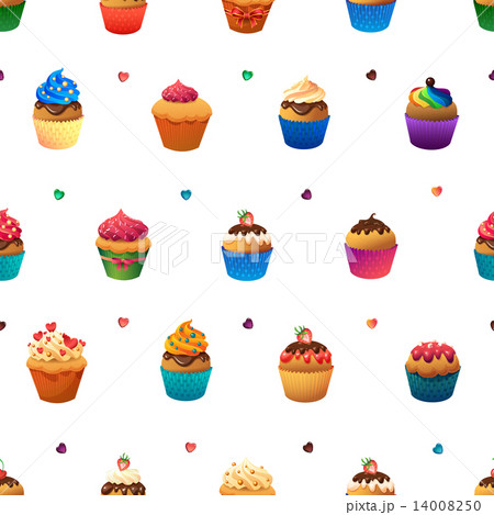 Super cupcake seamless pattern. Chocolate and vanilla desserts 14008250