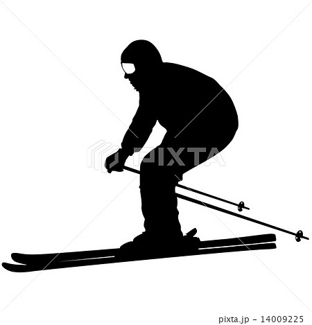 Mountain skier  speeding down slope. Vector sport silhouette. 14009225