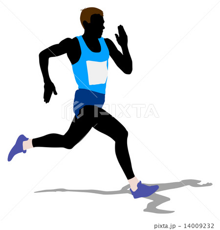 Athlete on running race, silhouettes. Vector illustration. 14009232