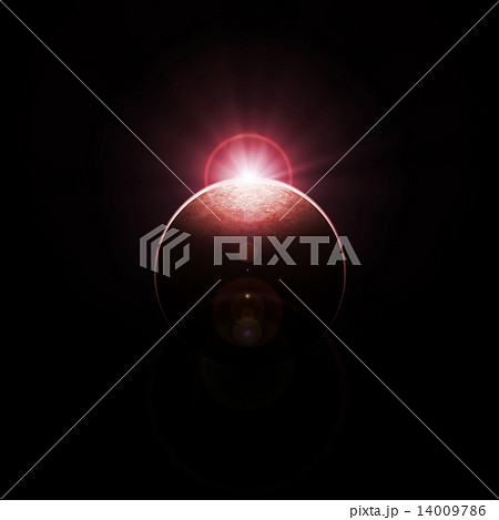 Alien planet with rising sun 14009786