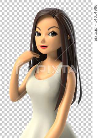 ロングヘアの女性の3d Cgのイラスト素材 ロングヘアの女性の3d Cgのイラスト素材