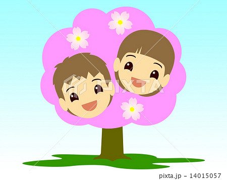 桜の木と子供 14015057