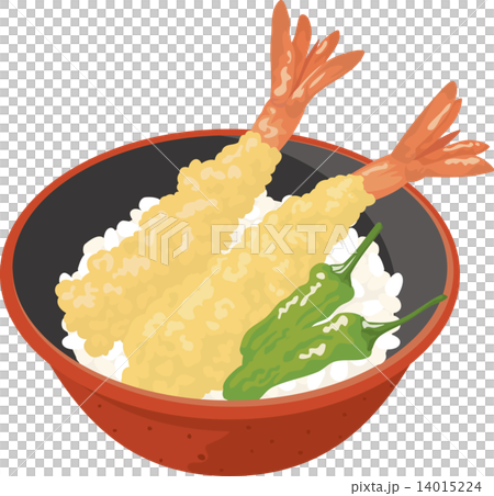 天丼　天どん　イラスト　天ぷら　てんぷら　天麩羅　天麩羅　和食 14015224