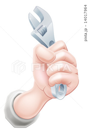 Hand holding a spanner 14017964