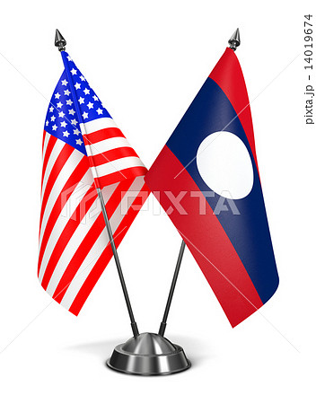 USA and Laos - Miniature Flags. 14019674