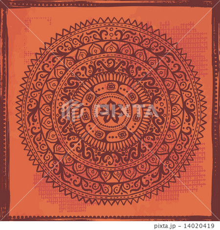 Hand drawn   mandala on watercolor background 14020419