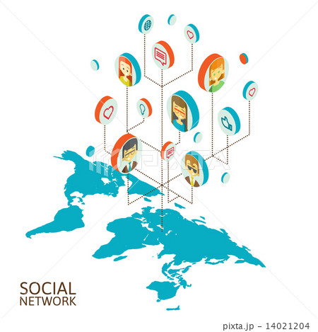 Conceptual image with social networks. Flat isometry Conceptual image with social networks. Flat isometry 14021204