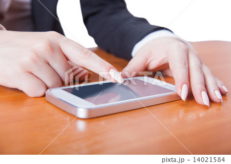 girl holds smart phone girl holds smart phone 14021584