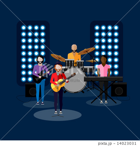 flat illustration of music band on stage. entertainment show  14023031