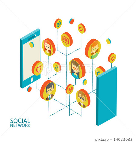 Conceptual image with social networks. Flat isometry 14023032